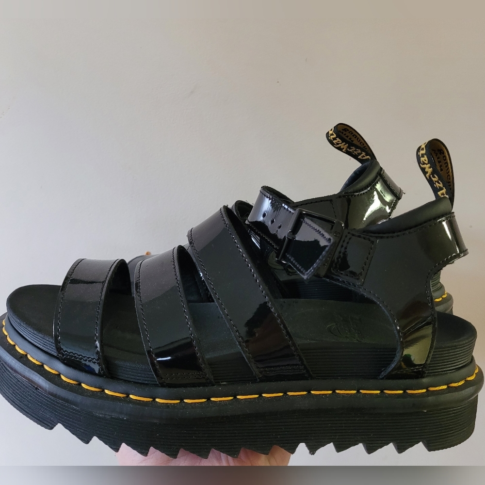 Doc Martens Blaire patent platform sandals